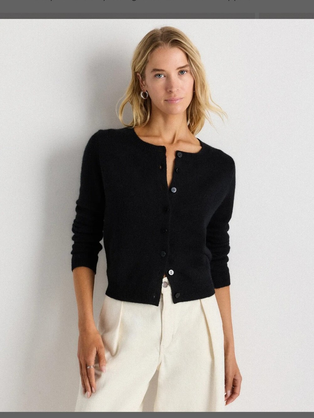Quince Black Mongolian Cashmere Cropped Cardigan NWT XL